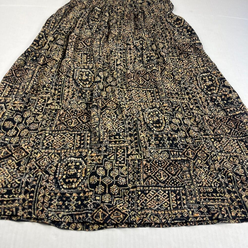 Ali Miles Vintage A-Line Midi Skirt Boho Tribal Print Lightweight Comfort 8 USA - Picture 2 of 9